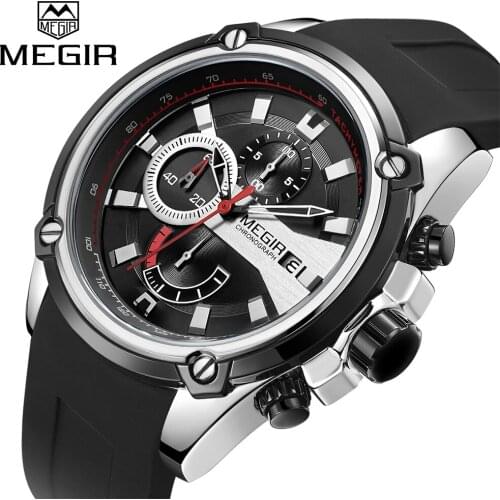 MEGIR Fashion Sport Men Watch Relogio Masculino Brand Silicone Army Military Watches Clock Men Quartz Wrist Watch Hour Time Saat