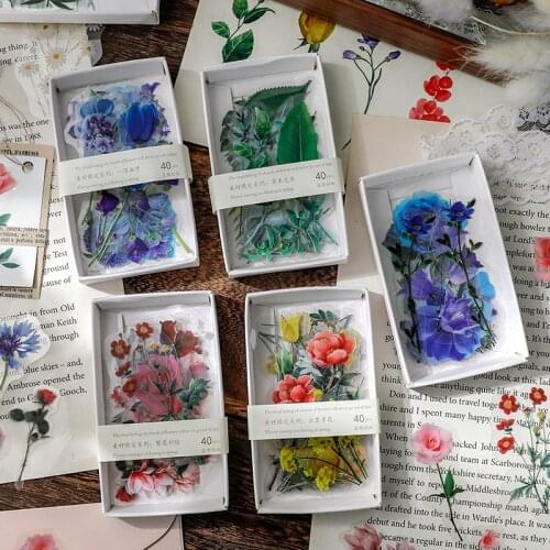 40 pcs/pack Vintage flower leaf Decorative Stickers Scrapbooking Stick Label Diary Album stationery Plants Journal Sticker