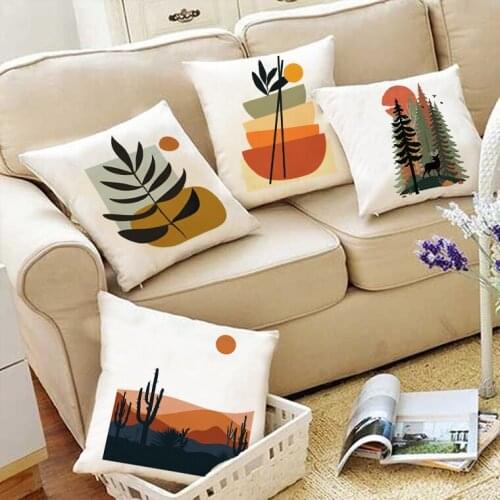 Plant Moon Print Throw Pillow Case Decor Home Sofa Chair Cushion Covers Simple Decorative Room Bed Pillowcases 45X45CM Cojines