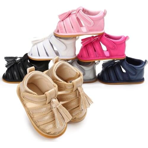 Baby Summer Shoes Newborn Infant Baby Girls Boys Shoes Solid Non-slip Party Bow PU Leather Breathable Toddler Shoes 0-18M