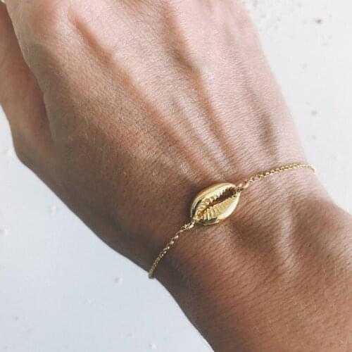 Ethnic Vintage Metal Sea Shell Bracelets for Women Simple Creative Chains Geometric Bracelet Beach Jewelry YN836