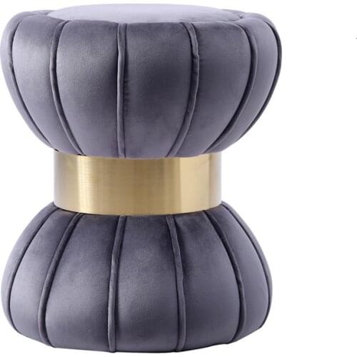 Europe Low Stool Makeup Dressing Stool Stainless Steel Round Stool Light Luxurious Shoes Bench Cloth Art Circle Footstool You