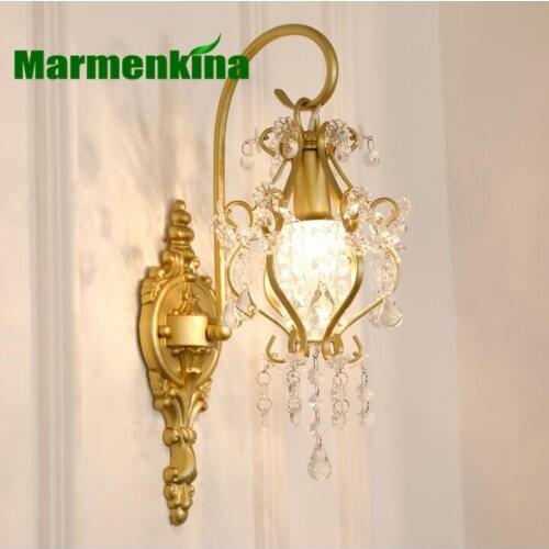 Hot crystal wall lamp living room bedside mirror front lamp aisle lights bedroom iron art lamp