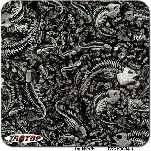 Hydro Dipping Film TSCY9094-1 1M*10M Black Skull Pattern water transfer printing