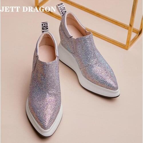 JETT DRAGON 2021 Womens Wedges Sneakers Vulcanize Shoes Sequins Shake Shoes Fashion Girls Sport Shoes Woman Sneakers Shoes 39