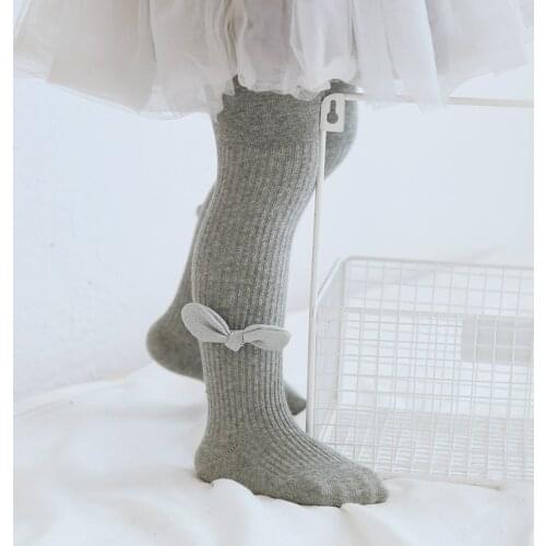 Girls Tights Bowknot Spring and Autumn Solid Color Soft Knitted Warm Combed Cotton Baby Leggings Pantyhose Kids Girls Clothes
