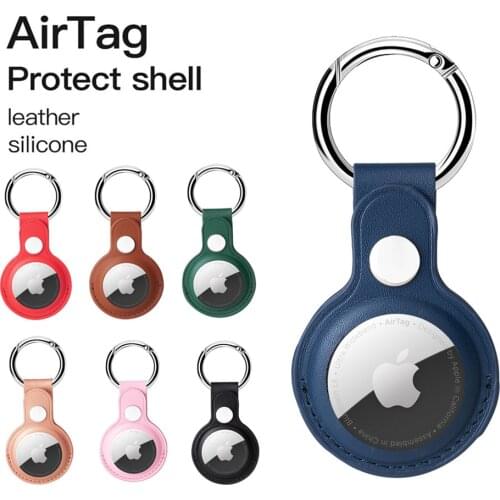Leather Key Ring for Apple Airtags Case Protective Cover Bumper Shell Tracker Accessories Anti-scratch Air tag Keychain case