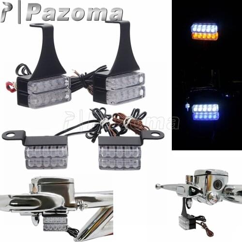 1Pair 12V Mini Motorcycle LED Turn Signal Lamp Handlebar Indicator Lights For Harley Suzuki BMW Honda Cafe Racer Street Bikes