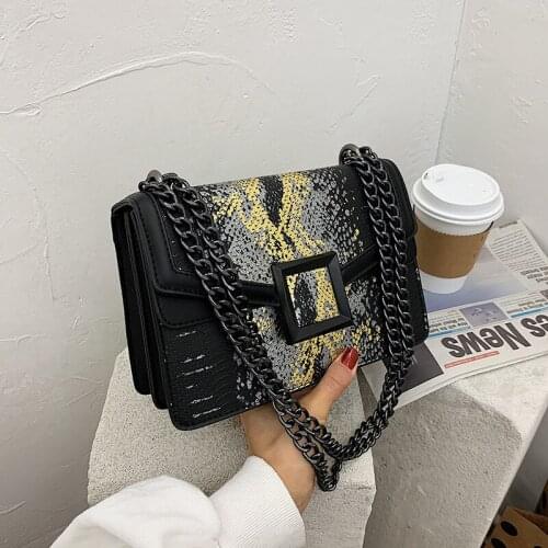 Fashion snake pattern crossbody square women bags ladies snakeskin purse handbags