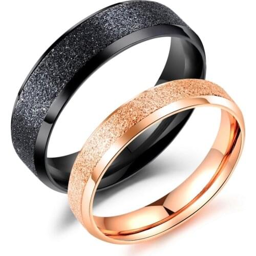 FATE LOVE Fashion Jewelry Black Rose Gold Color Frosted Couples Rings for Lover Male Female Women Men US size 4 5 6 7 8 9 10 11