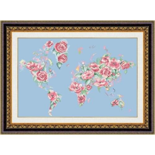 Blooming world cross stitch kit simple pattern 14ct 11ct sky blue fabric cotton silk embroidery DIY handmade wall big picture