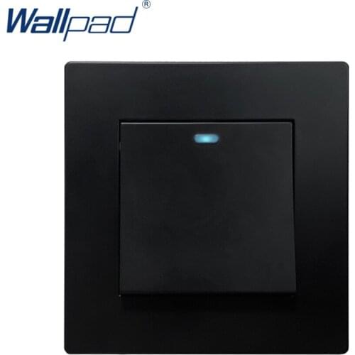 New Arrival 1 Gang 2 Way With LED Indicator Wallpad Luxury Wall Light Switch Rocker Switch 16A AC110~250V Black PC Panel