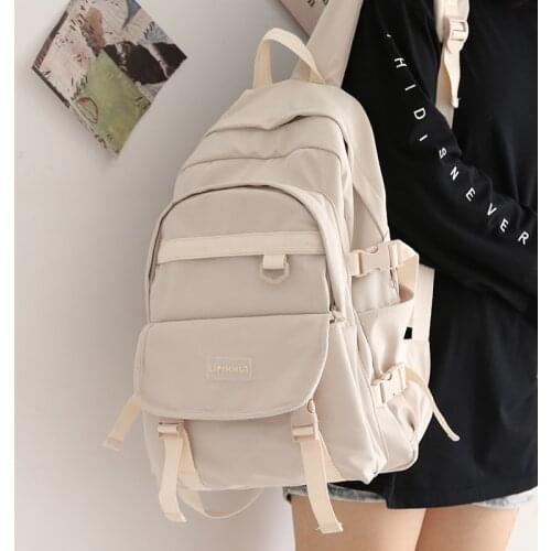 Solid Color Female Backpack for Girls Korean Large-capacity School Bag for Teenage Girl Boy Students School Backpack College New