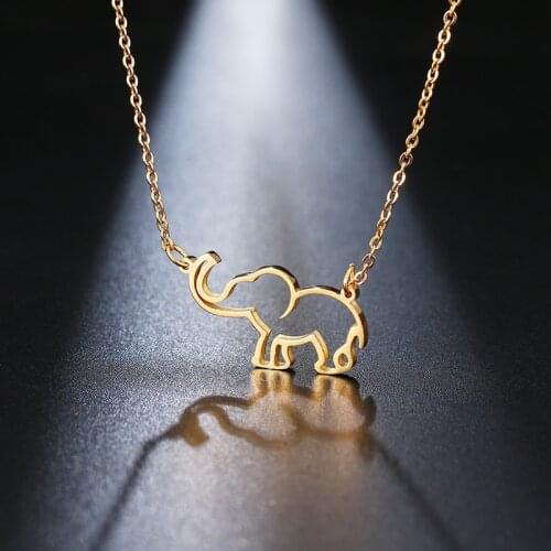 DOTIFI Stainless Steel Necklace For Women Lovers Origami Elephant Pendant Necklaces For Women Gothic Jewelry Collares De Moda
