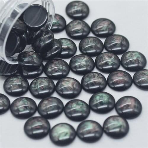 11mm 50PCS Imitate Black Abalone Flatback Buttons|Slime DIY Crafting Beads|Half Round Pearl Beads|Scrapbooking Beads