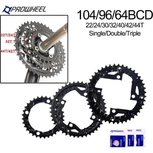 PROWHEEL Bicycle Chainring 64/96/104BCD Mountain Bike Chain Ring 22T 24T 30T 32T 40T 42T 44T Single/double Triple Chainwheel
