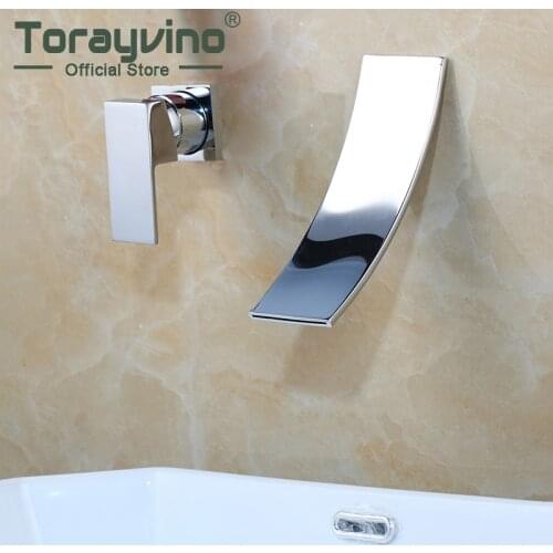 Totayvino Chrome Waterfall Basin Faucets Wall Mount Waterfall Faucet Single Handle Mixer Tap Bathroom Waterfall Basin Faucet