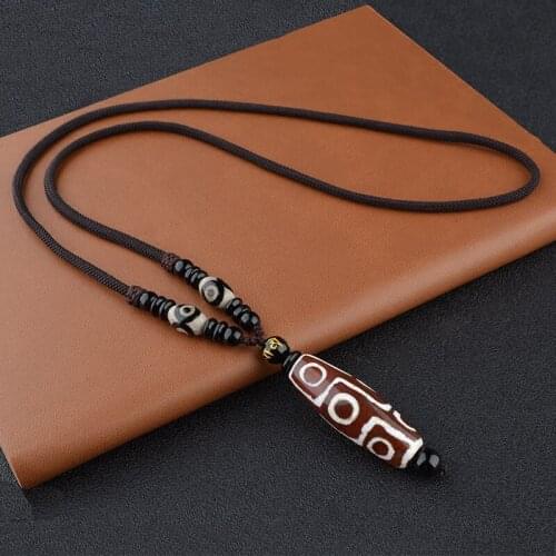 Tibetan Tianzhu Beads Necklace Pendant Agate Necklace Pendant 3 Colors Lucky Pendants With Chain Jade Jewelry