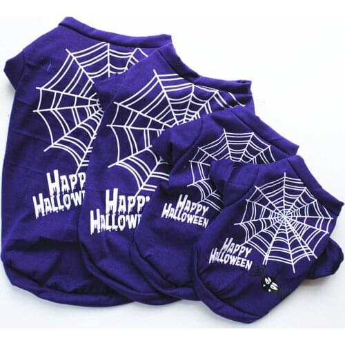 Halloween Party Pet Products Purple Spider Web Design Pet Clothing for Cat Summer Puppy Clothes Halloween Sphinx Cat Clothing
