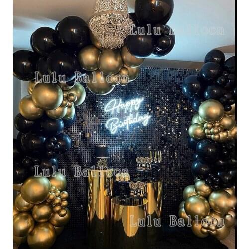 Balloon Garland Kit Balloon Arch Garland for Birthday Party Decorations (Black Gold)