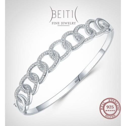Beitil Dazzling Zircon Hollow Geometric Design Elegant Bracelets For Women Authentic 925 Sterling Silver Simple Jewelry