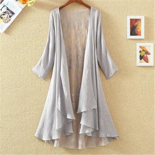 2020 Boho Korean New Kimono Cardigan Women Lace Summer Cardigan Embroidery Blouse Long Shirt Off White Camisa Feminina