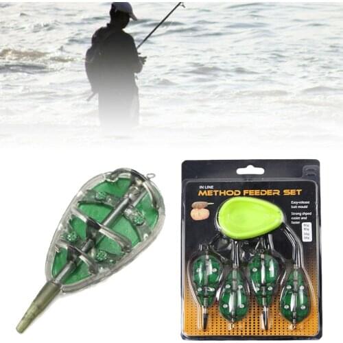 40/50G 1Set Carp Fishing In Line Method Feeders Accessories Quick Release Flat Method Feeder And Bait Mould For Feeders