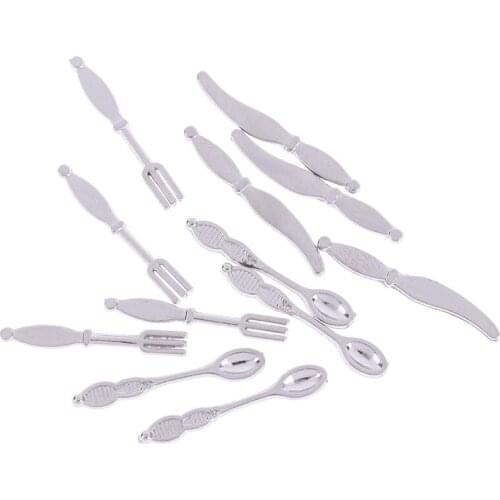 12PCS 1:12 Fork Knife Soup Spoon Tableware Simulation Kitchen Food Furniture Toys Dollhouse Miniature Accessories