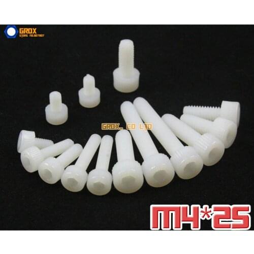 150 Pieces M4 x 25mm Nylon Allen Bolt Socket Cap Screws Hex Head Insulation Bolt