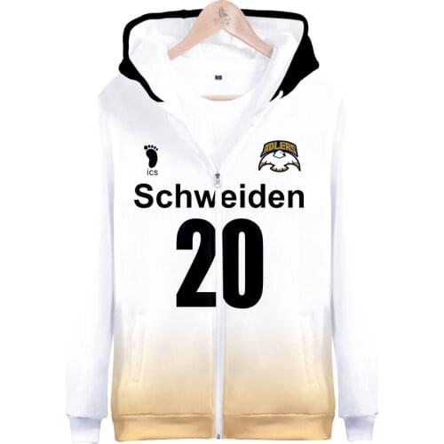 2020 kpop Haikyuu! Black Wolf Zipper 3D Hoodies Sweatshirts Men/Women Harajuku Anime Cosplay Oversized hoodie Plus Size new