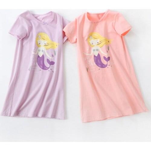 2021 Summer Girls Dress Pajamas 2-14 Years Cute 100% Cotton Child Baby Sleeping Dress Children Homewear Sleepwears Night Skirt