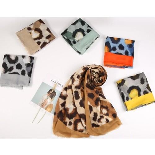 2021 Fashion Newest Leopard Printed Pattern Cotton Scarf 6Colors 10pcs/lot
