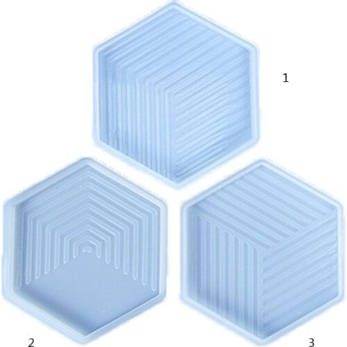 3Pcs Geometric Stripes Coaster Epoxy Resin Mold Cup Mat Casting Silicone Mould DIY Crafts Home Decoration Making Tool
