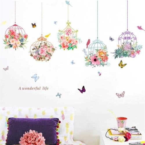 3d vivid colorful plants flower wall stickers for kids rooms bedroom home decor pvc wall decals diy mural art posters decoration