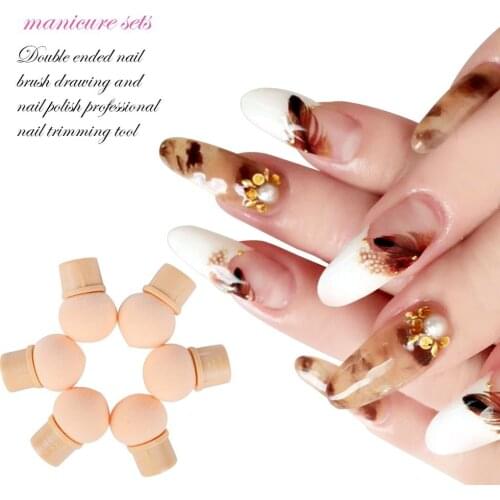 6 Pcs Replace Sponges of Dual-ended Blooming Nail Pen Drawing And Dotting Nail Polish Professional Manicure Tool