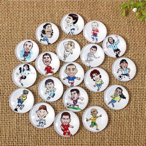 60Pcs 8mm-35mm Round Glass Cabochon Soccer Stars Mix Shape Glass Cabochons Jewelry Findigns