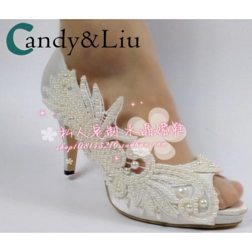 Bride Shoes Fashion News Wedding Party Silk Satin Open Toe Pearls Flowers Higher Quality Sandals for Women