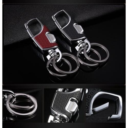 Fashion Key Chain Leather Car Keychain Male Waist Hanging Keyring Business Casual Key Holder Souvenir Key Ring Car Gadget Gift