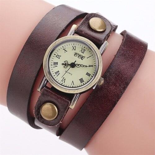 CCQ Brand Women Genuine Leather Bracelet Roma Watches Casual Vintage Female Quartz Wristwatches Relogio Feminino