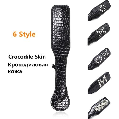 Black Crocodile Leather Spanking Paddle with Rivets to Beat Submissive Flirt Slave Kinky Fetish Bdsm Whip Torture Gear Sex Toy