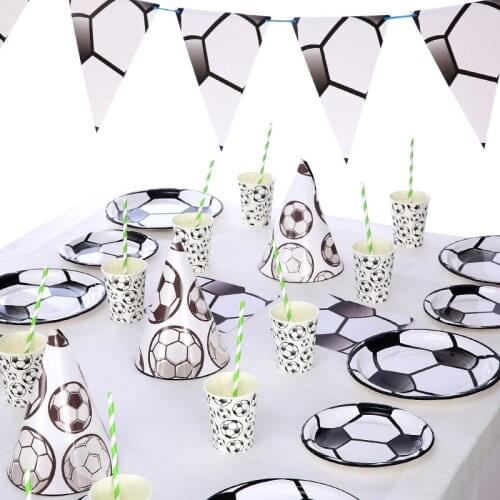 Black White Football Theme Party Disposable Tableware Napkin Paper Plate For Kids Birthday Party Supplies Carnival Wedding Decor