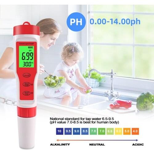 4-in-1 Digital PH Meter PH TDS EC TEMP Multifunctional Qater Quality Detector Mini Size Suitable for Drinking Water Spa TS2