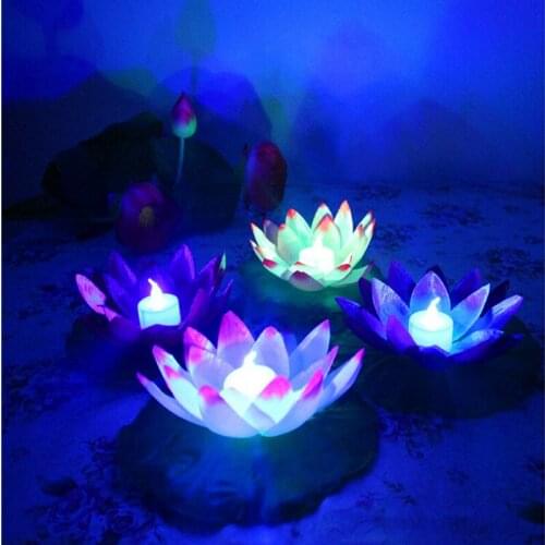 Diameter 19 cm Floating LED Lotus Lamp in Colorful Changed Water Pool Wishing Lights for Party Decoration Supplies