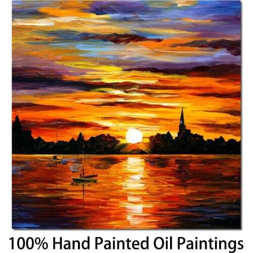 Landscape Painting abstract oil paintings Canvas corsica sunset Modern Colorful Wall Art Home Decor High quality Hand painted