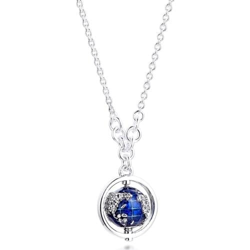 Blue Earth Necklace Genuine 925 Sterling Silver Jewelry Newest Collier Necklaces for Women Party Gift Female Jewelry Wholesale