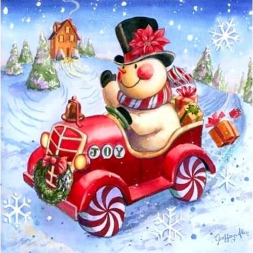 Round Christmas Snowman Diamond Painting Cross Stitch Needlework Craft Gift Full Square Resin Diamond Mosaic Embroidery Kits