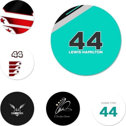 Cool racing racer Lewis Hamilton 44 Icons Pins Badge Decoration Brooches Metal Badges For Backpack Decoration 58mm