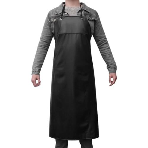 Kitchen Utility Equipment Accessories PVC Adjustable Eyelet Buttons Durable Black Waterproof Oil-Proof Hand Erasable Aprons