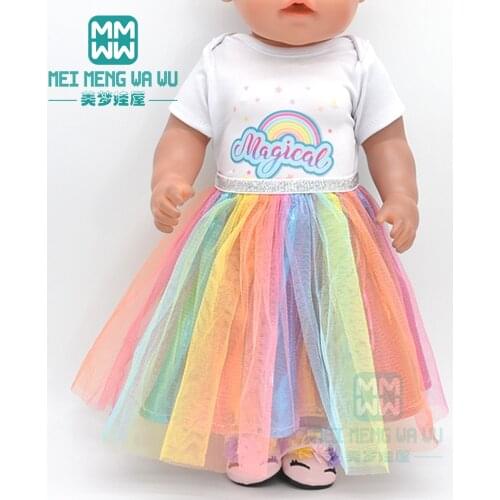 Doll Clothes for 43cm Baby doll accessories fashion rainbow dress