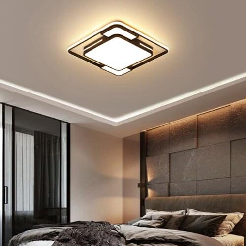 Black Rectangle Square Large LED Ceiling Light for Dining Study Room Corridor Coffee Bar Foyer Kitchen Loft indoor Chandelier